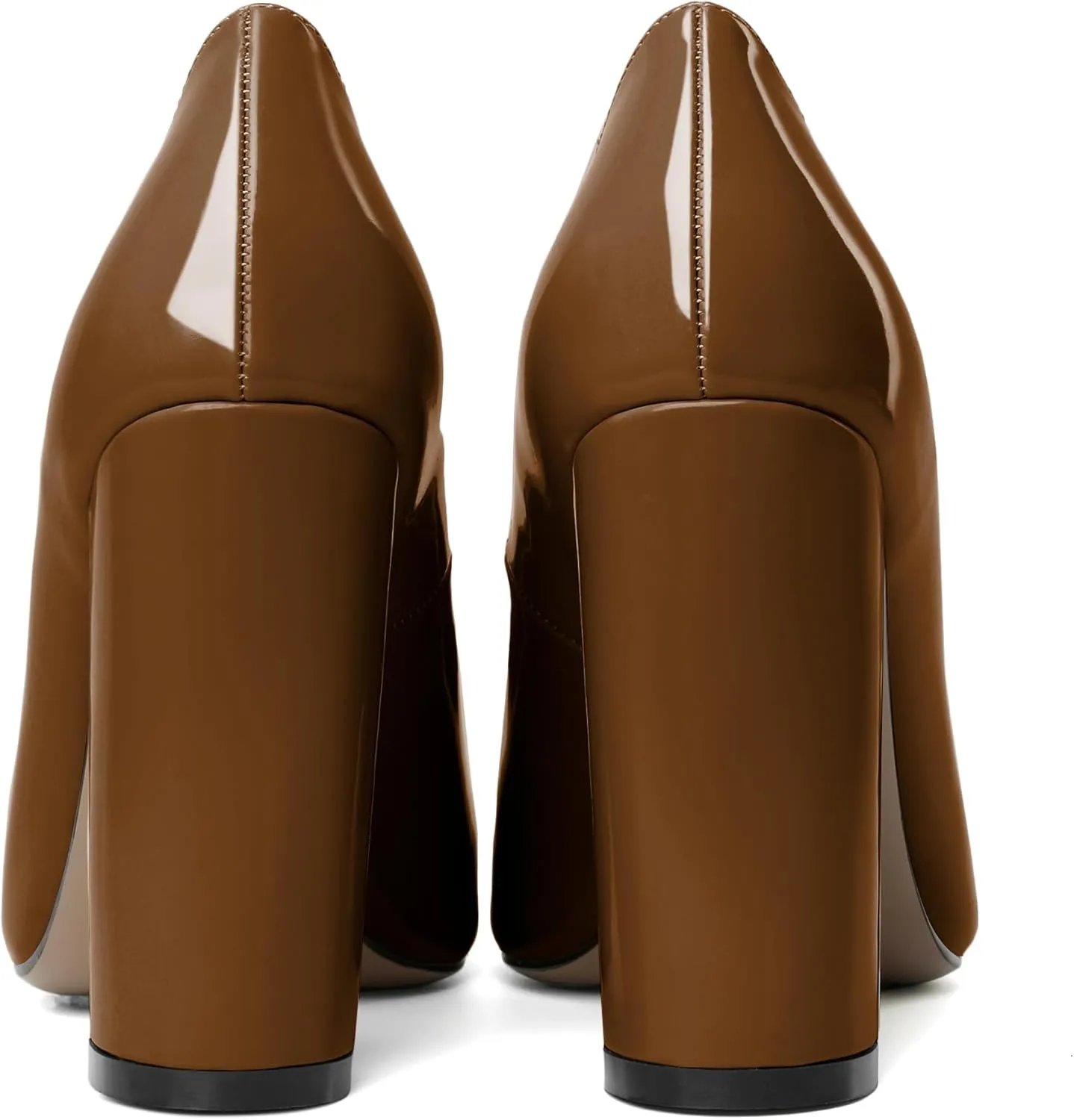 Esvowido Women's Chunky Heel Loafer Pumps with Trim High Block Heels Slip on Dress Shoes for Wedding Party Casual