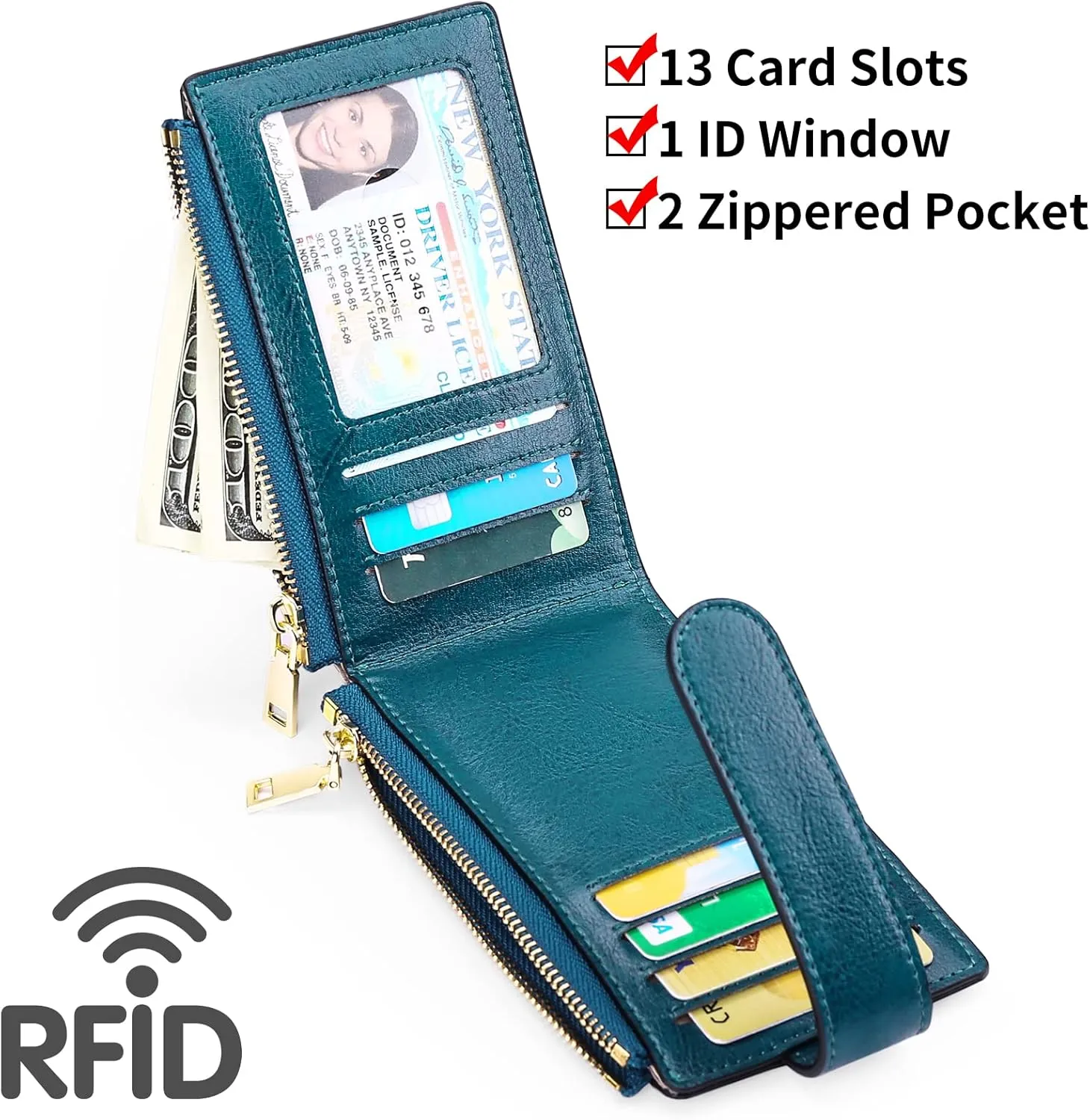 FALAN MULE Womens AirTag Wallet Genuine Leahter Bifold Credit Card Holder with Built-in Integrated Case for AirTag