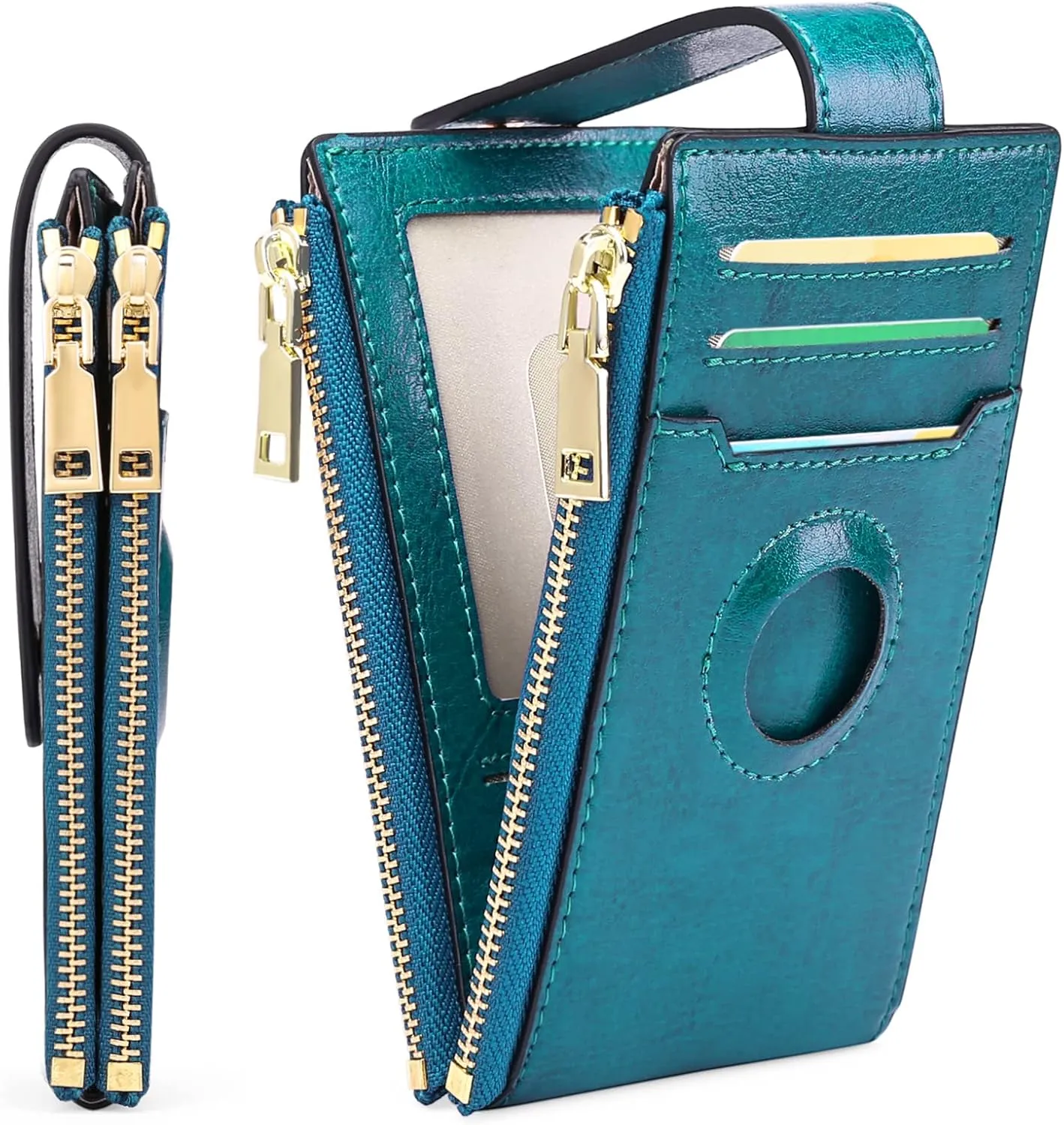 FALAN MULE Womens AirTag Wallet Genuine Leahter Bifold Credit Card Holder with Built-in Integrated Case for AirTag