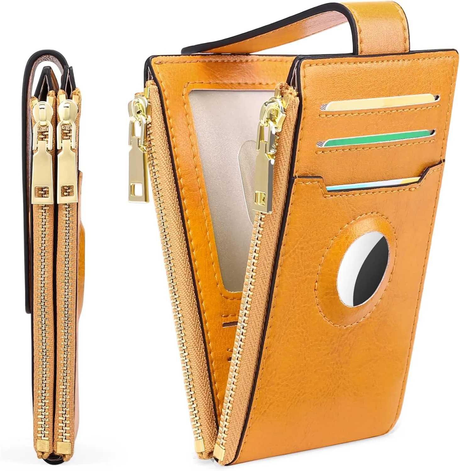 FALAN MULE Womens AirTag Wallet Genuine Leahter Bifold Credit Card Holder with Built-in Integrated Case for AirTag