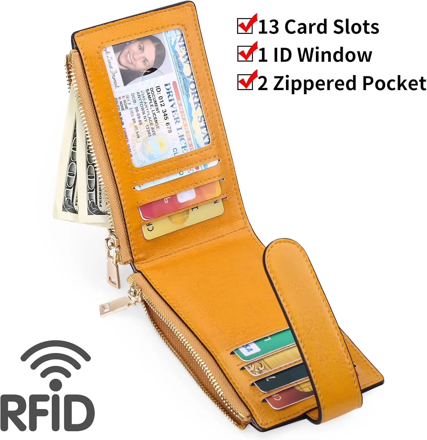 FALAN MULE Womens AirTag Wallet Genuine Leahter Bifold Credit Card Holder with Built-in Integrated Case for AirTag