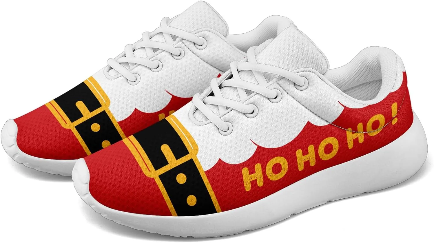Festive Christmas Santa Sneakers for Men & Women Comfortable Shoes Red White Lightweight Breathable Walking Sneaker