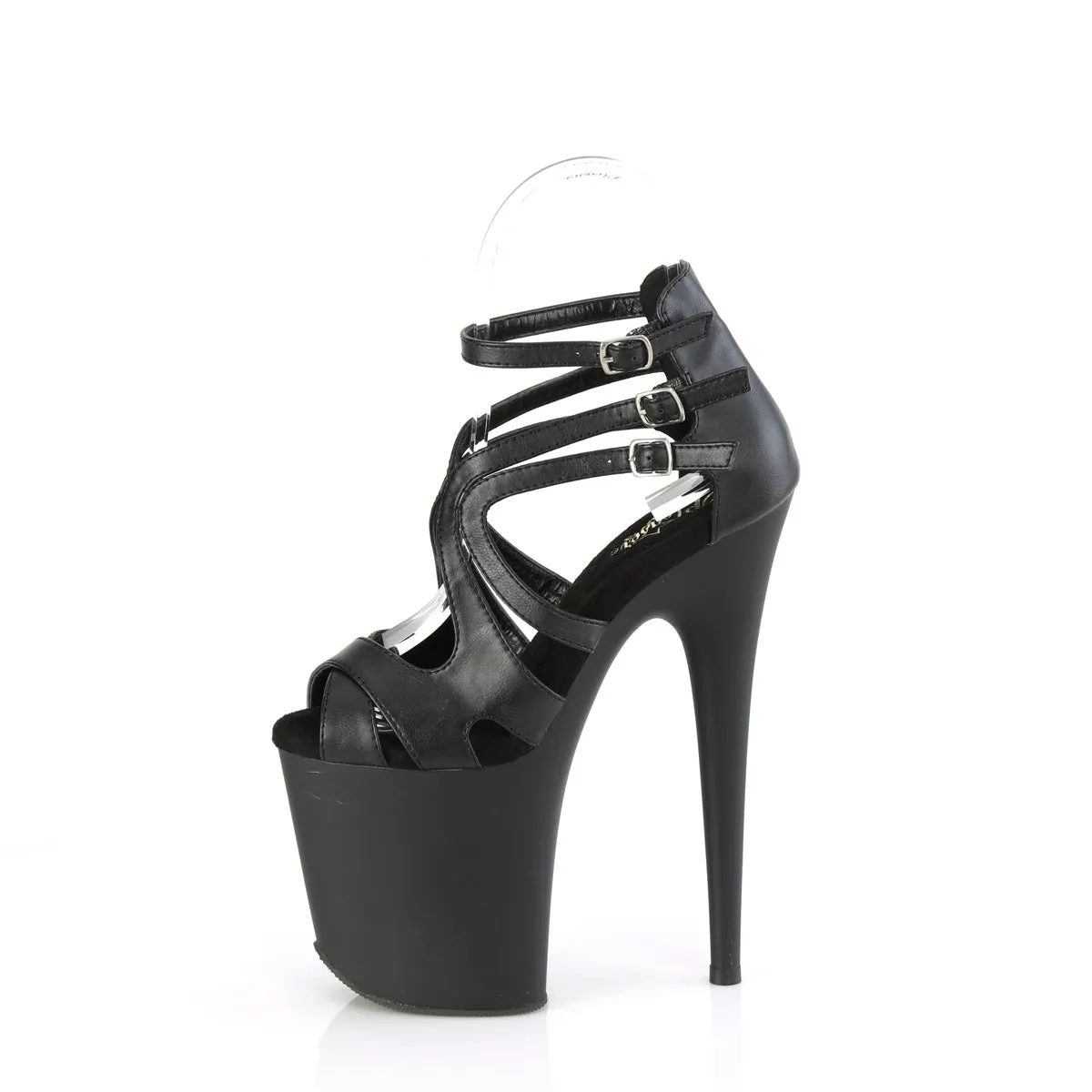 FLAMINGO-877 - Black Faux Leather Heels