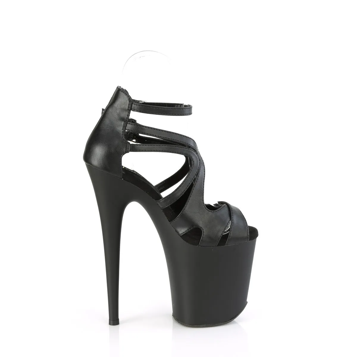FLAMINGO-877 - Black Faux Leather Heels