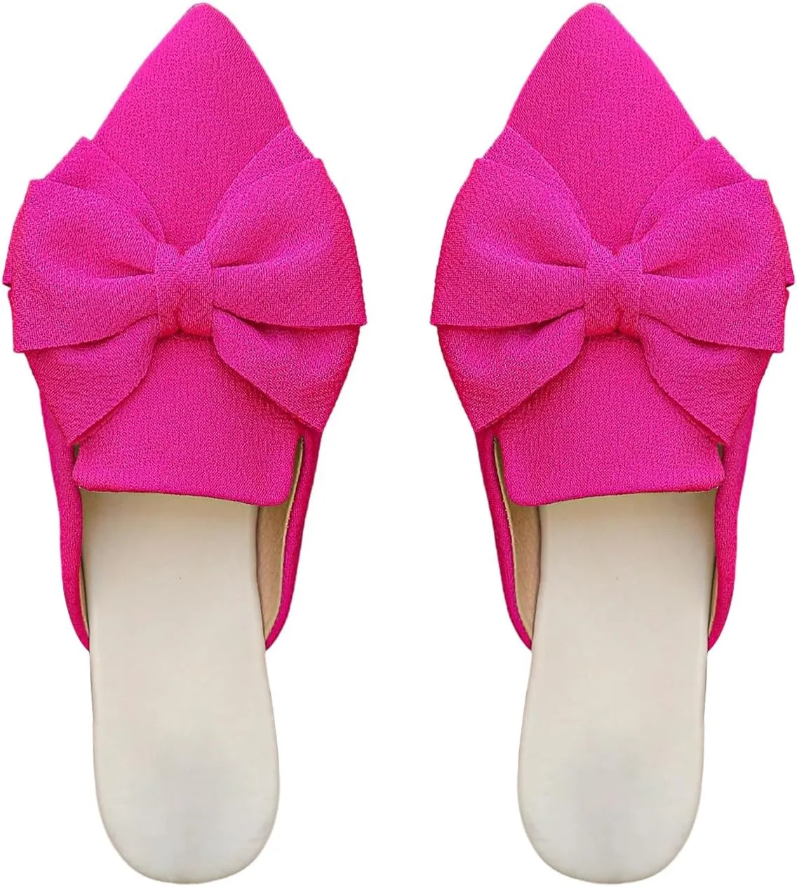 Floerns Women's Mules for Women Bowknot Pointed Toe Backless Loafer Slip on Casual Shoes