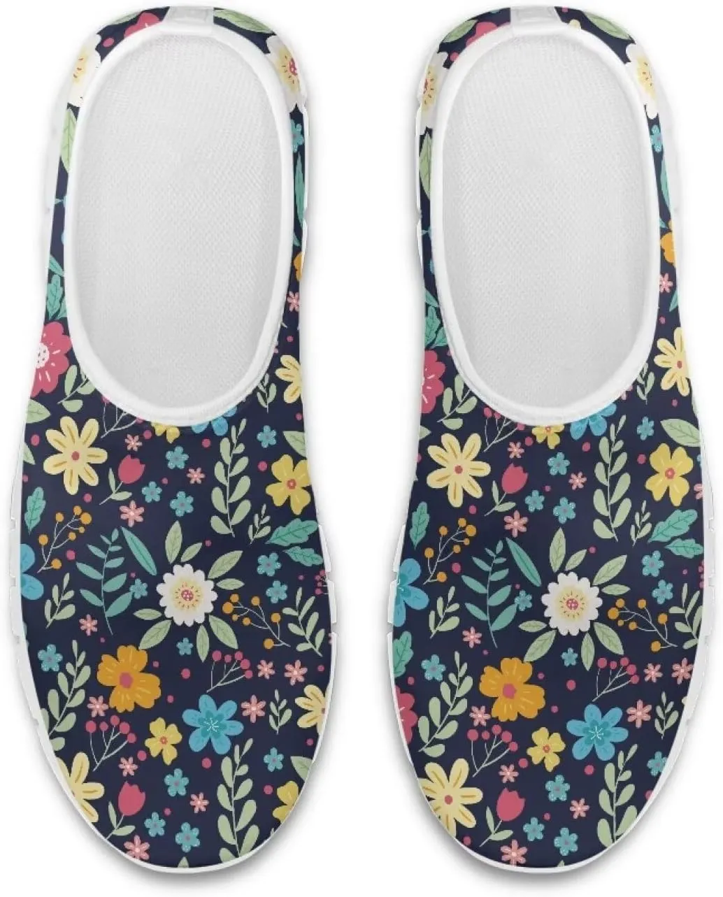 Flower Sneaker for Women Slip On Low Top Casual Breathable Mesh Outdoor Soft Lightweight Walking Sneaker for Women