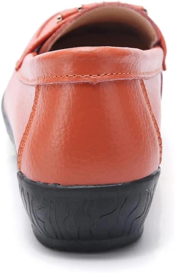 FolHaoth Loafers for Womens Comfortable Leather Moccasins Dress Shoes Casual Slip On Walking Womens Flats Loafers Fashion Boat Shoes Classic Nurse Work Flat Shoes
