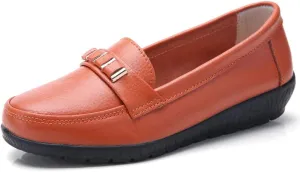 FolHaoth Loafers for Womens Comfortable Leather Moccasins Dress Shoes Casual Slip On Walking Womens Flats Loafers Fashion Boat Shoes Classic Nurse Work Flat Shoes