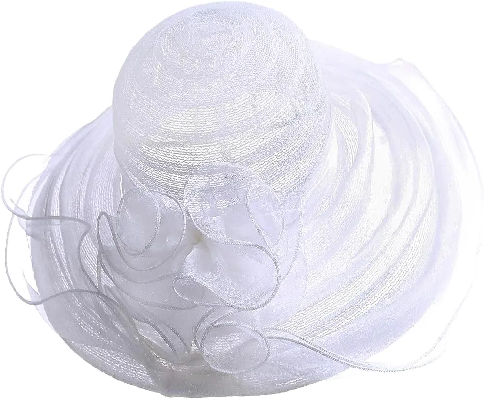FORBUSITE Derby Church Dress Hat for Women Fascinator Bridal Tea Party Wedding Hat Wide Brim