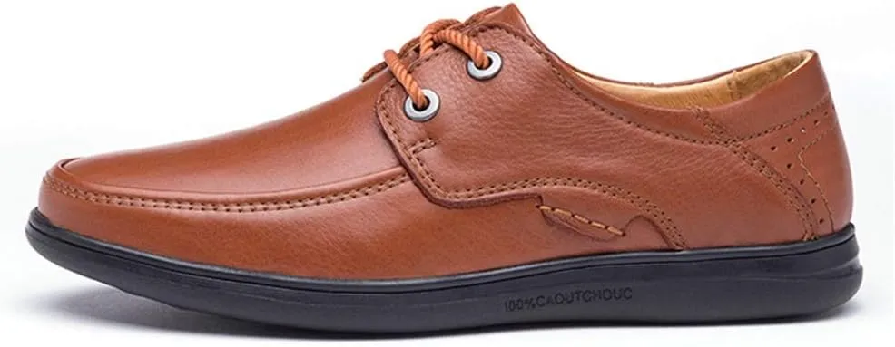 Formal Shoes Dress Oxford for Men Lace Up Round Apron Toe Derby Shoes Cowhide Non Slip Resistant Anti-Slip Block Heel Party Suitable for Many Occasions