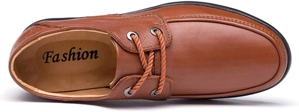 Formal Shoes Dress Oxford for Men Lace Up Round Apron Toe Derby Shoes Cowhide Non Slip Resistant Anti-Slip Block Heel Party Suitable for Many Occasions