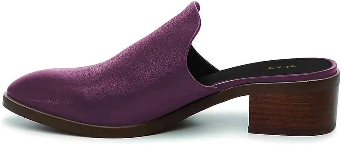 FOWT Women Round Closed Toe Mules Slip On Retro Loafer Low Chunky Block Thick Heel Slides Slippers Backless Pumps Sandals Women Casual Walking Dress Shoes Full Size 4-16 M US