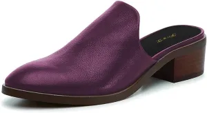 FOWT Women Round Closed Toe Mules Slip On Retro Loafer Low Chunky Block Thick Heel Slides Slippers Backless Pumps Sandals Women Casual Walking Dress Shoes Full Size 4-16 M US