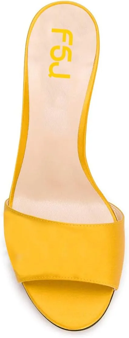 FSJ Women Casual Peep Toe Mule Sandals Stiletto High Heels Party Evening Shoe Size 4-15 M US
