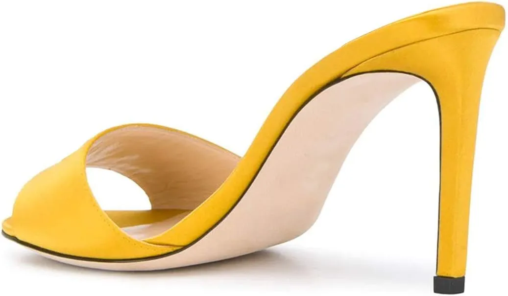 FSJ Women Casual Peep Toe Mule Sandals Stiletto High Heels Party Evening Shoe Size 4-15 M US