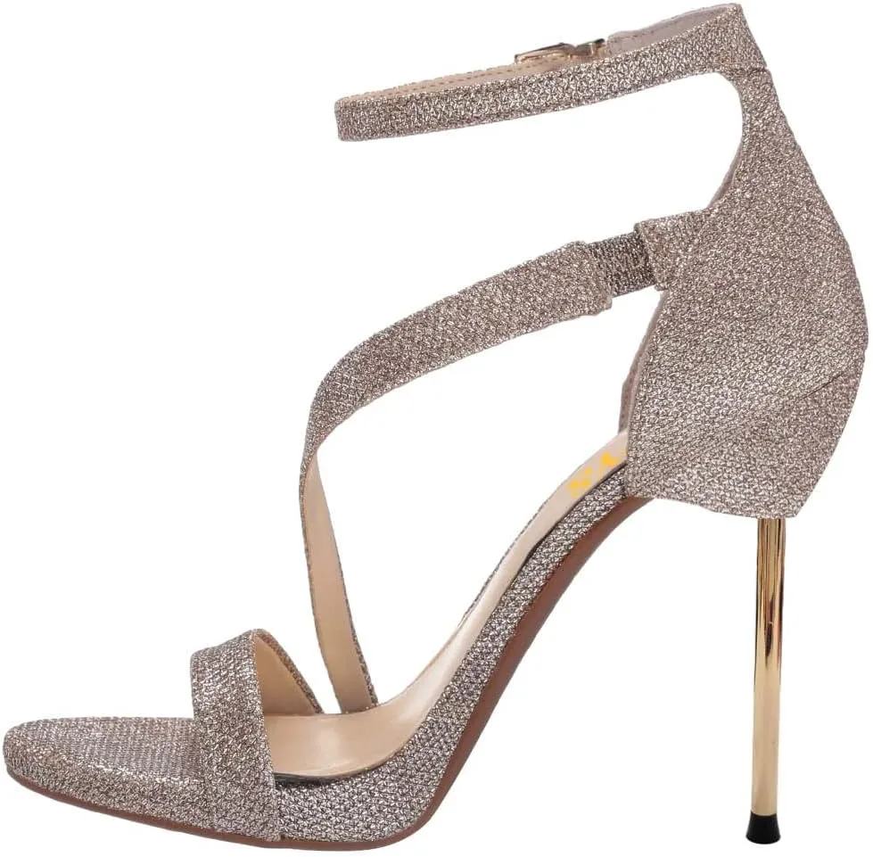 FYS Women Gorgeous Open Toe Ankle Strap Platform Sandals Sexy Strappy Stiletto High Heels Buckle Prom Party Dress Shoes Size 4-15 US