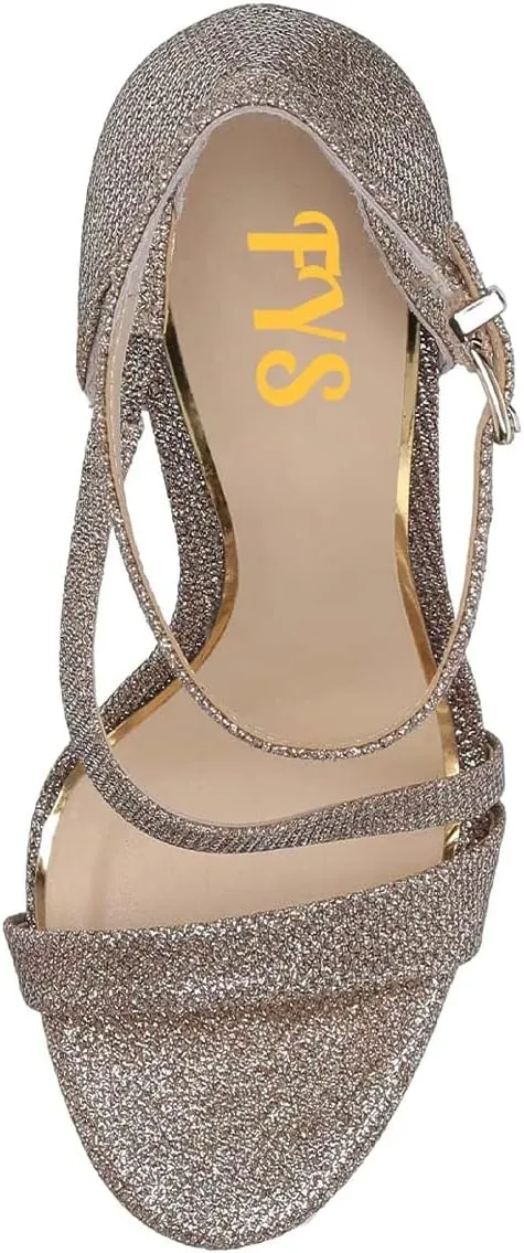 FYS Women Gorgeous Open Toe Ankle Strap Platform Sandals Sexy Strappy Stiletto High Heels Buckle Prom Party Dress Shoes Size 4-15 US