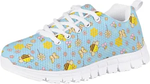 Girls Cute Tennis Shoes Kids Breathable Mesh Running Sneakers Casual Print Lace Up Soft Walking Shoes