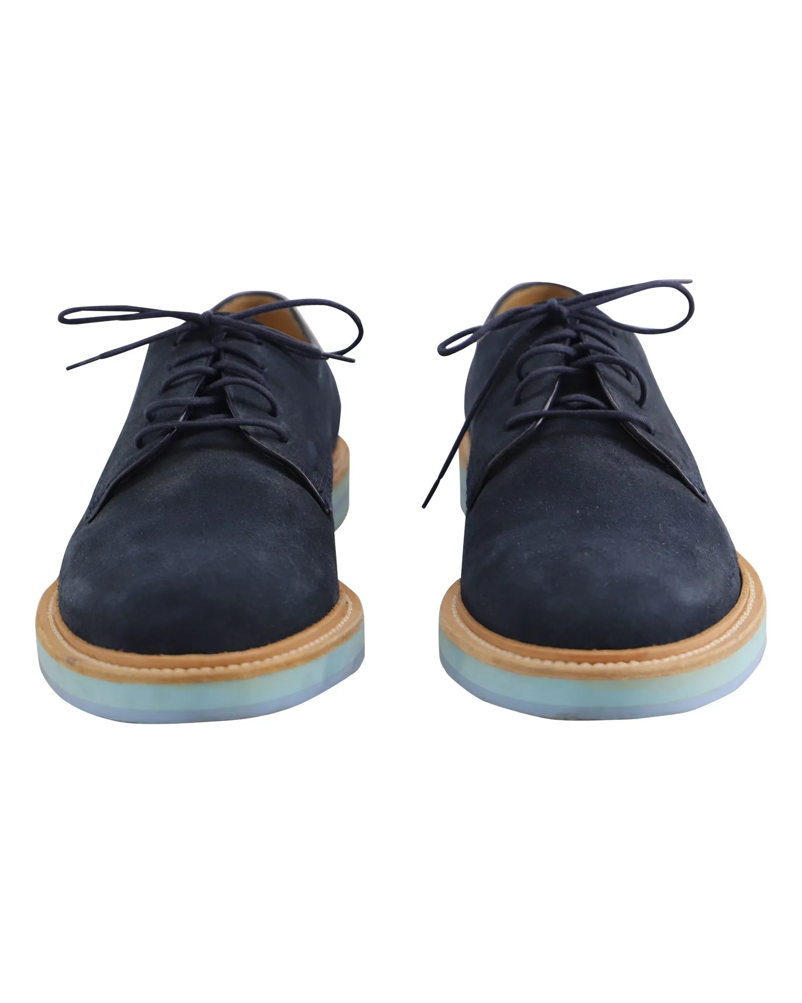Gucci Lace Up Derby Shoes in Navy Blue Suede