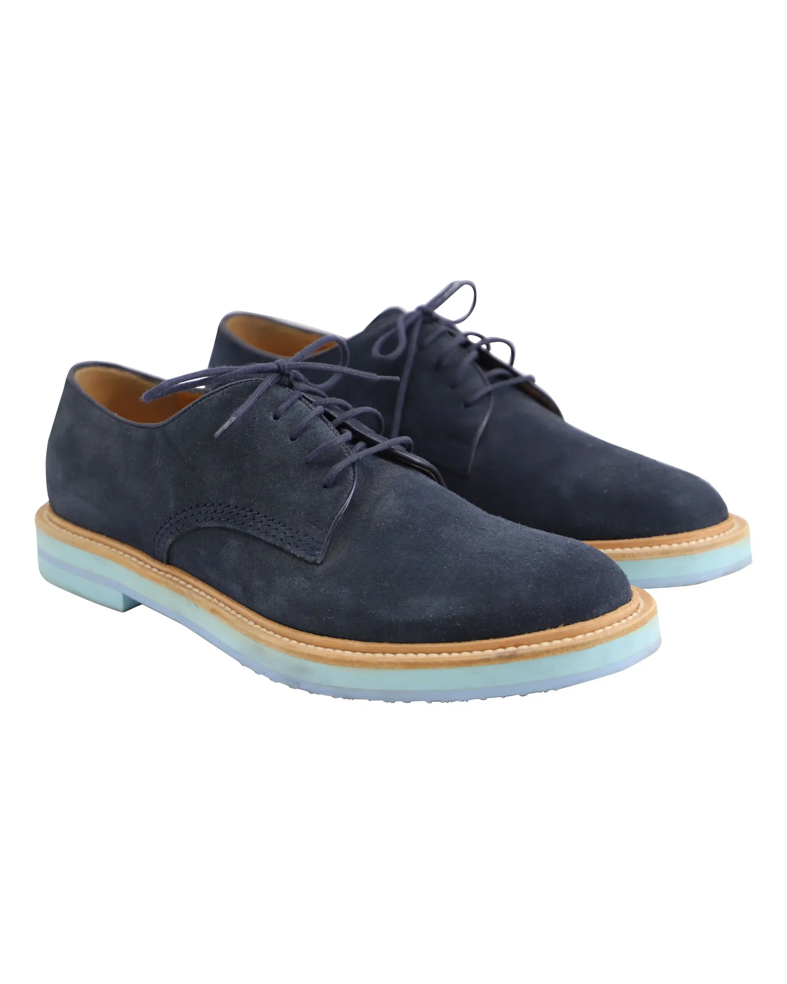 Gucci Lace Up Derby Shoes in Navy Blue Suede