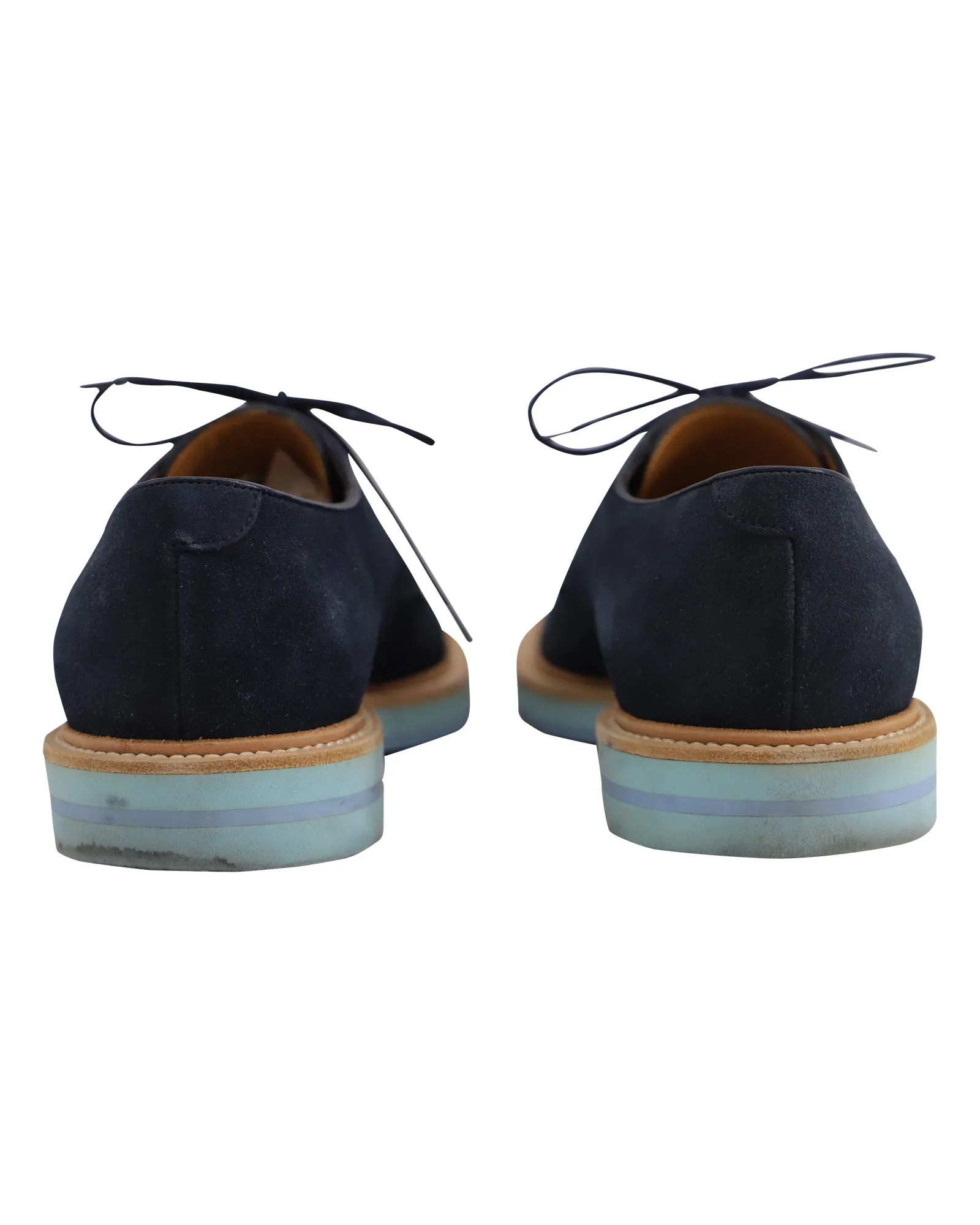 Gucci Lace Up Derby Shoes in Navy Blue Suede