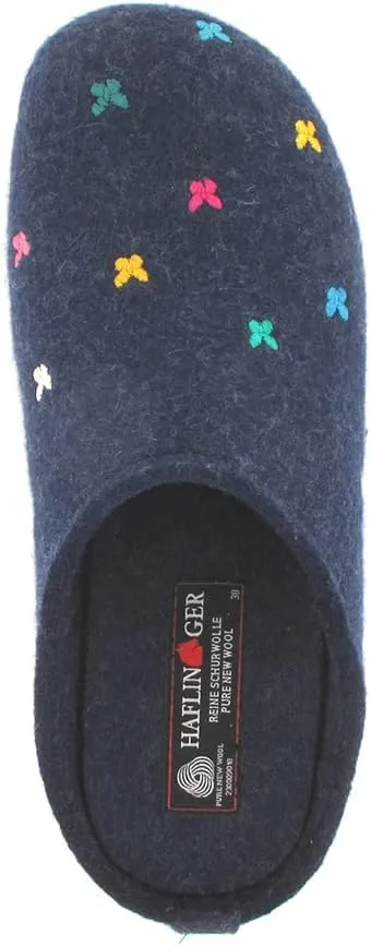 HAFLINGER Fafalline Wool Felt Butterfly Motif Womens Slip On Mule Slippers Unisex