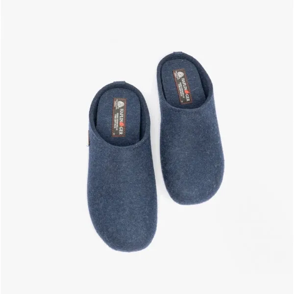 Haflinger FUNDUS Womens Wool Slippers Denim Blue