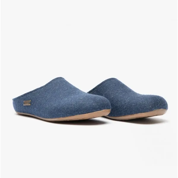 Haflinger FUNDUS Womens Wool Slippers Denim Blue