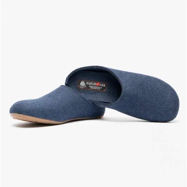 Haflinger FUNDUS Womens Wool Slippers Denim Blue