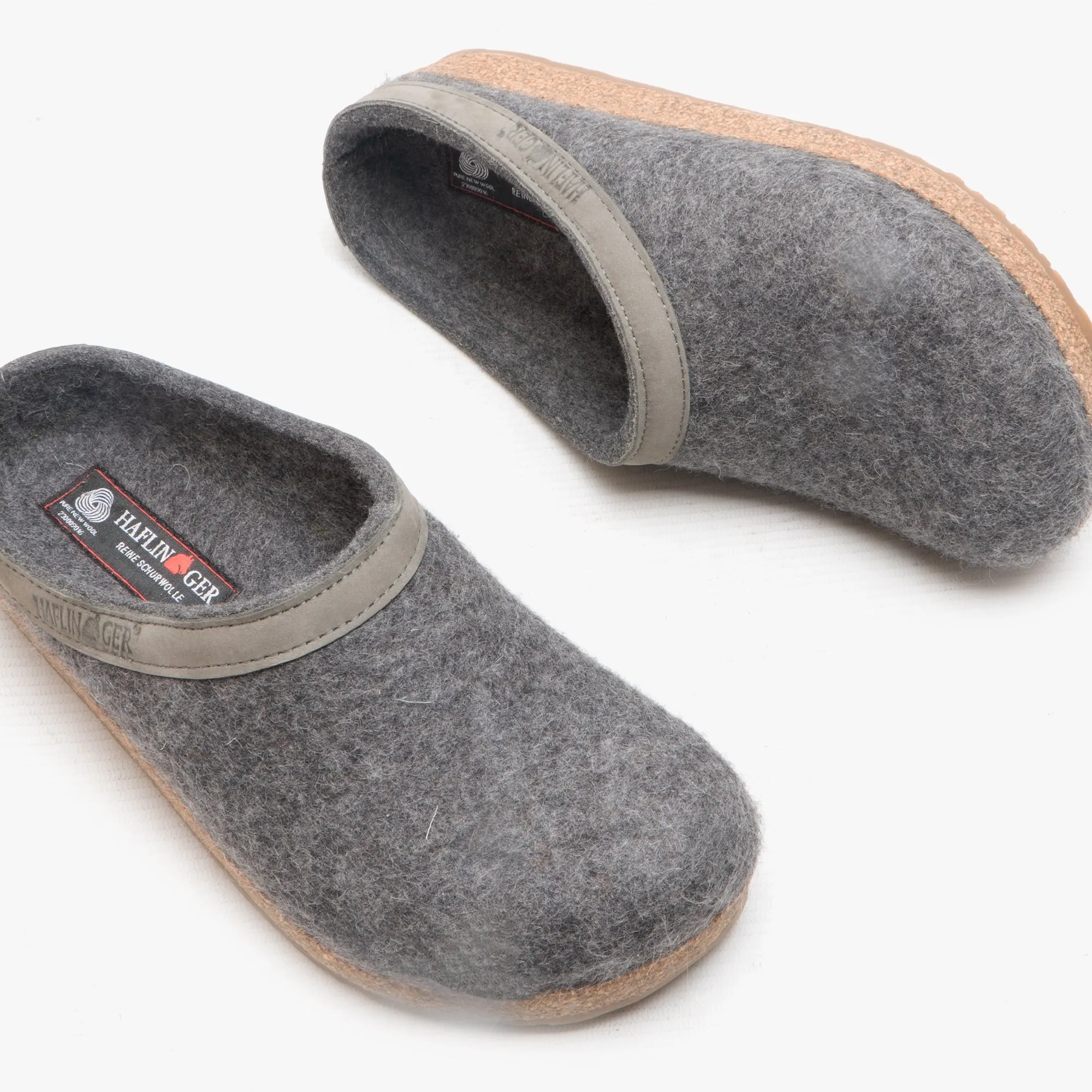 Haflinger TORBEN Womens Felt Wide Fit Mule Slippers Anthracite