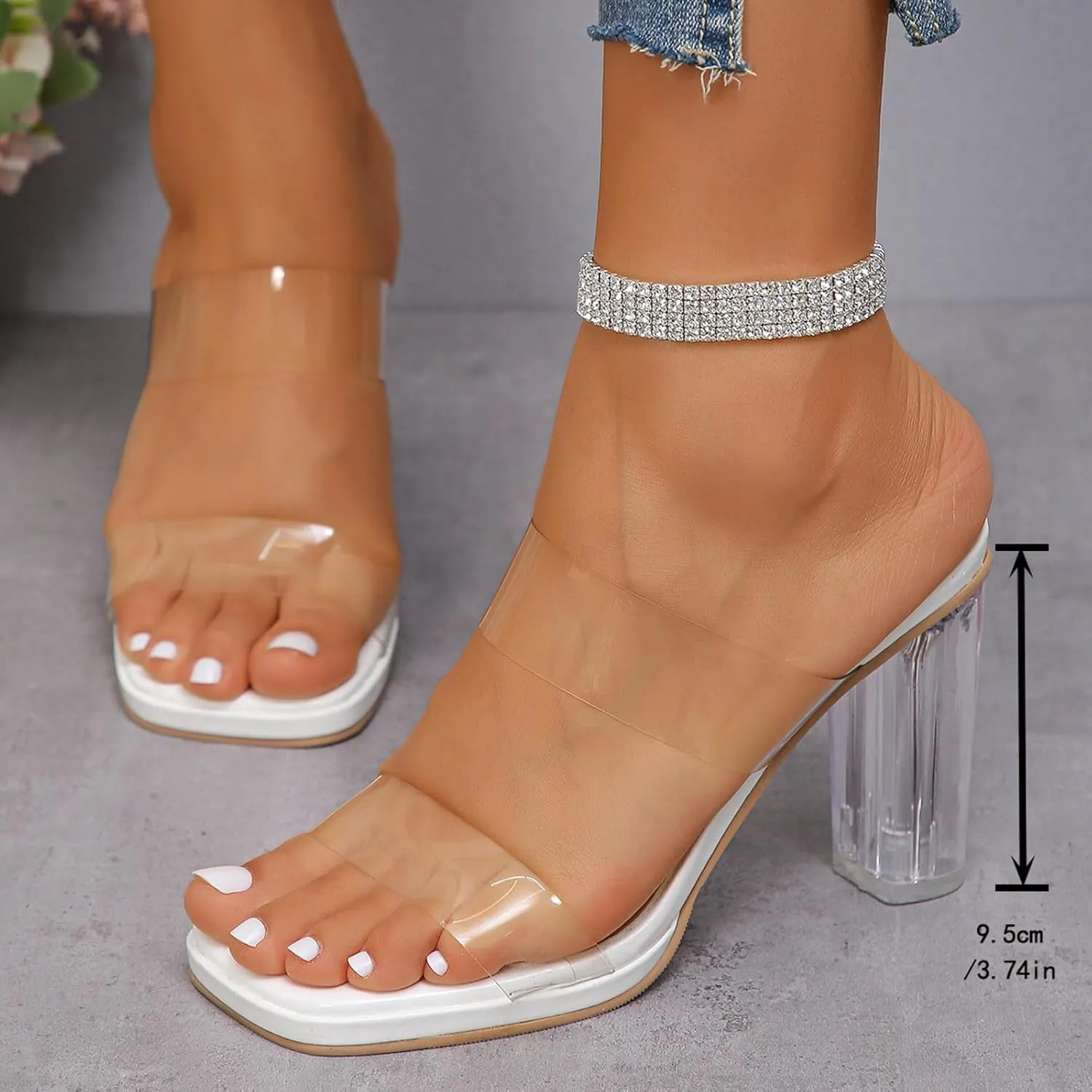 Heels For Women Open Toe Chunky Heel Sandals Color Thick Sole Thick Heel Comfortable Slip On Summer Casual High