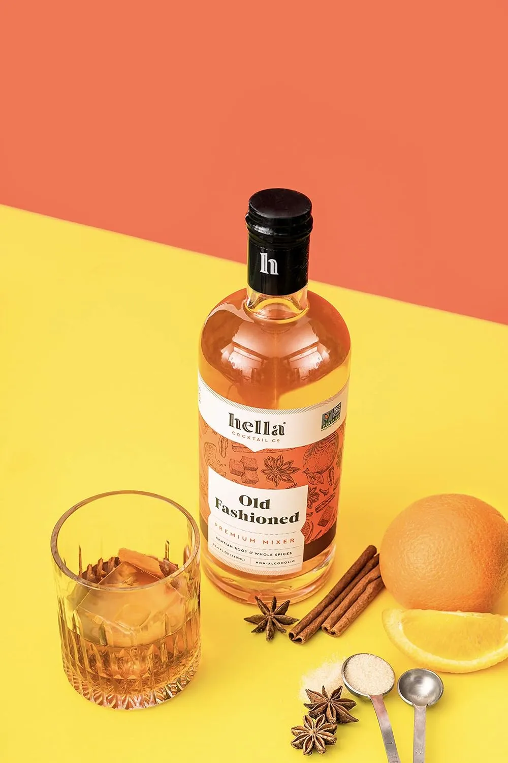 Hella Cocktails Mixers - Margarita, Bloody Mary, Moscow Mule and Old Fashioned (750ml 3-Pack, Old Fashioned)