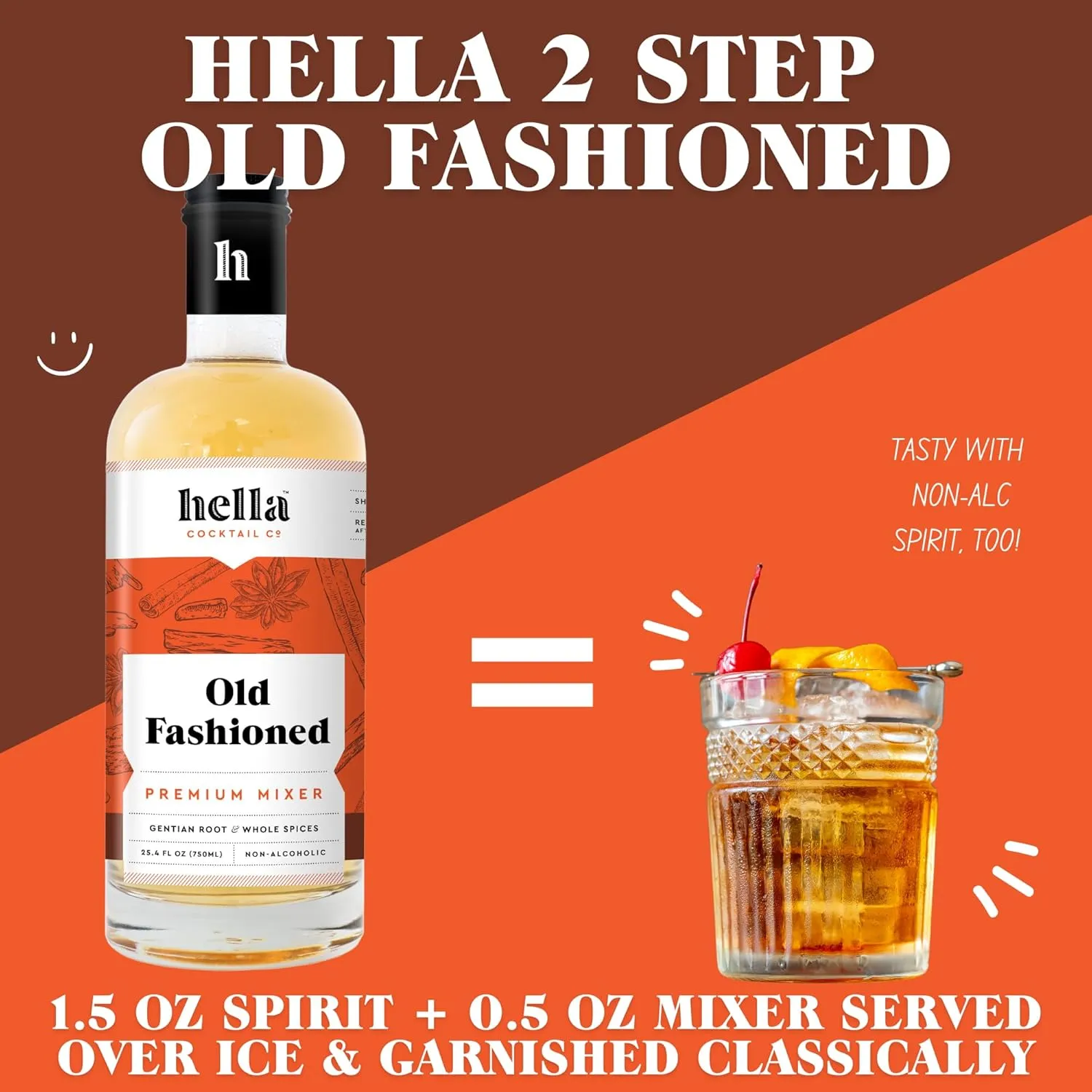 Hella Cocktails Mixers - Margarita, Bloody Mary, Moscow Mule and Old Fashioned (750ml 3-Pack, Old Fashioned)