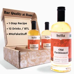 Hella Cocktails Mixers - Margarita, Bloody Mary, Moscow Mule and Old Fashioned (750ml 3-Pack, Old Fashioned)