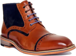Hi Dennis A-Hi Suede Combo Brogue Wing T (Size 8, Brown Blue)