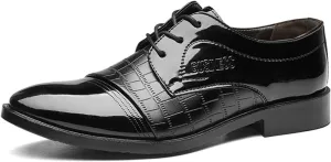 HINDOLA Men's Dress Shoes Leather Mens Oxfords Business Wingtip Formal Oxford Retro Derby Dress Shoes for Men