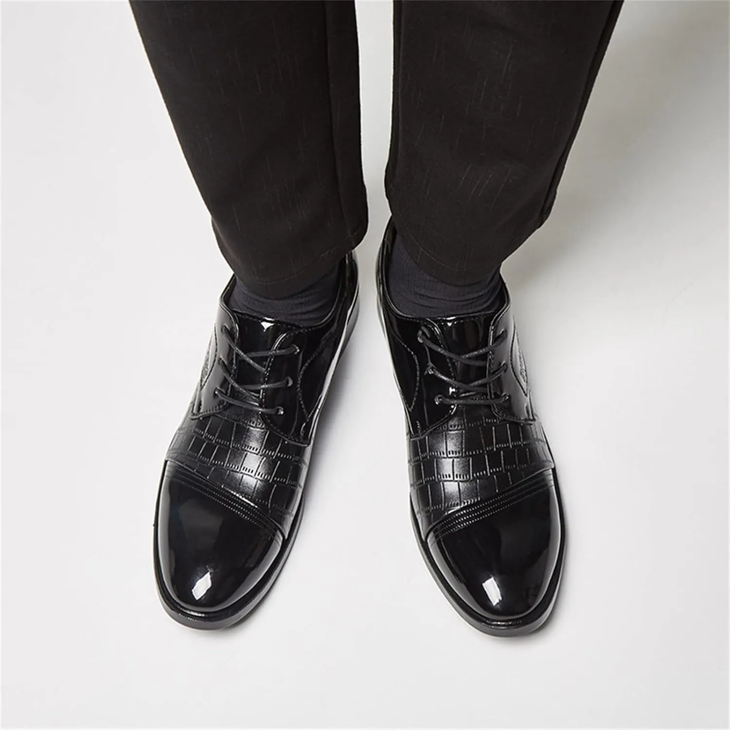 HINDOLA Men's Dress Shoes Leather Mens Oxfords Business Wingtip Formal Oxford Retro Derby Dress Shoes for Men