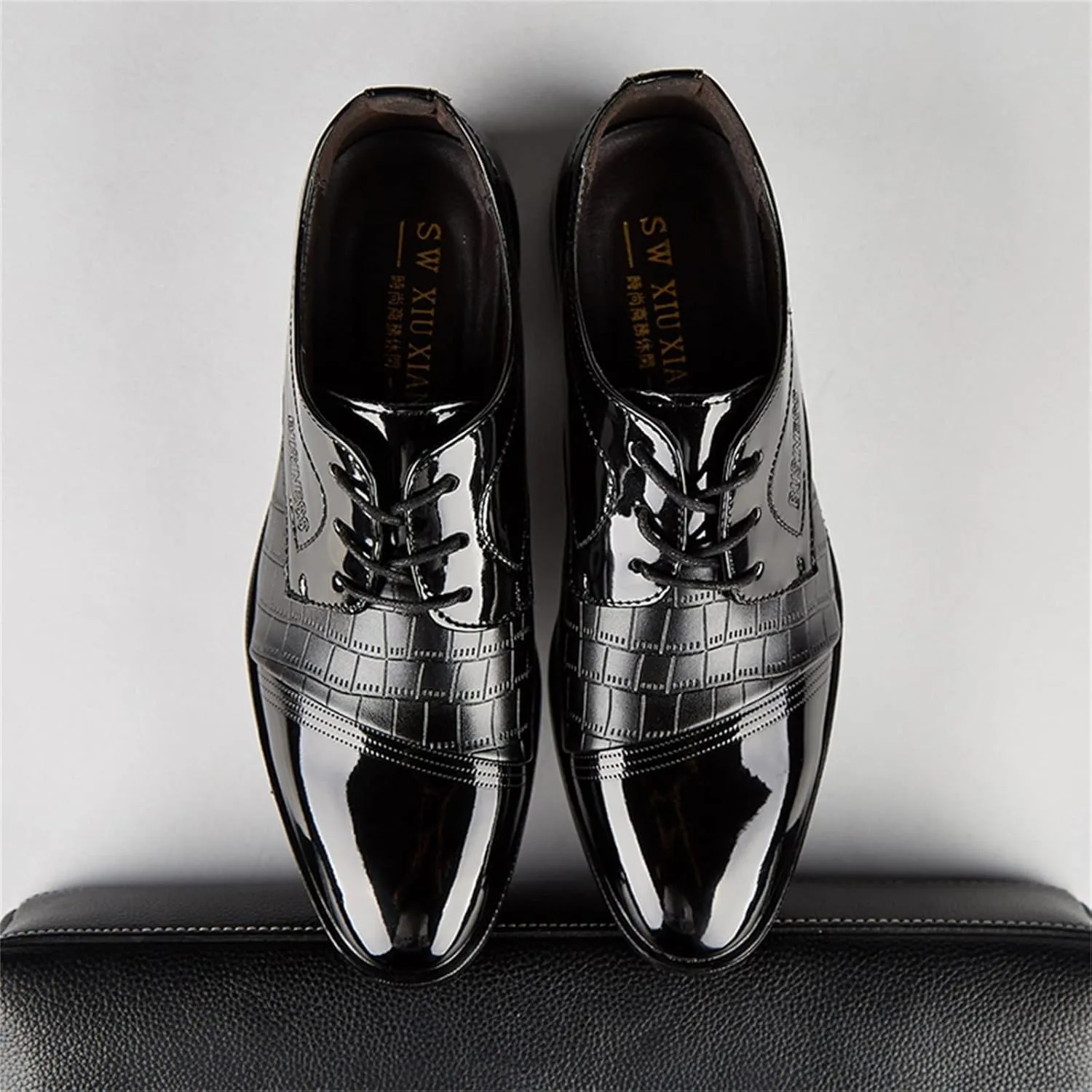 HINDOLA Men's Dress Shoes Leather Mens Oxfords Business Wingtip Formal Oxford Retro Derby Dress Shoes for Men