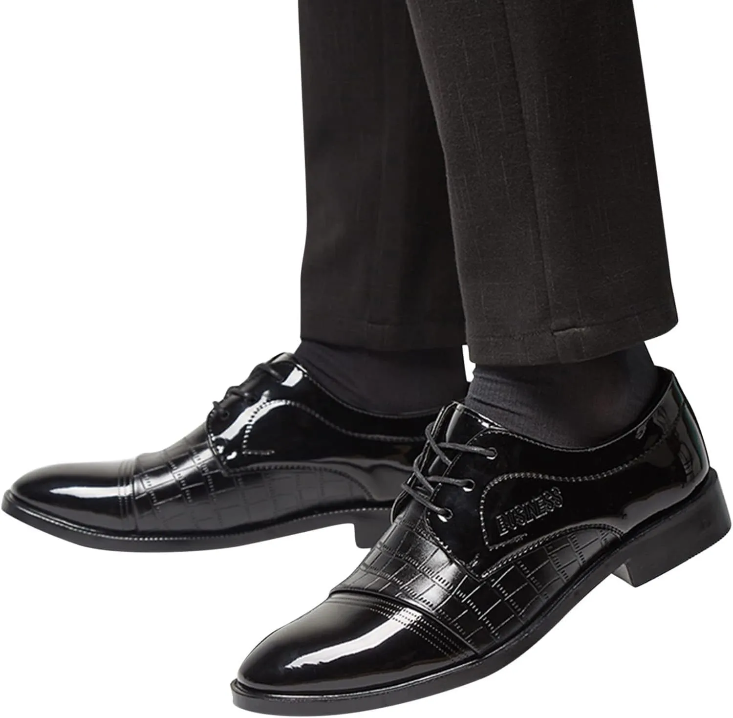 HINDOLA Men's Dress Shoes Leather Mens Oxfords Business Wingtip Formal Oxford Retro Derby Dress Shoes for Men