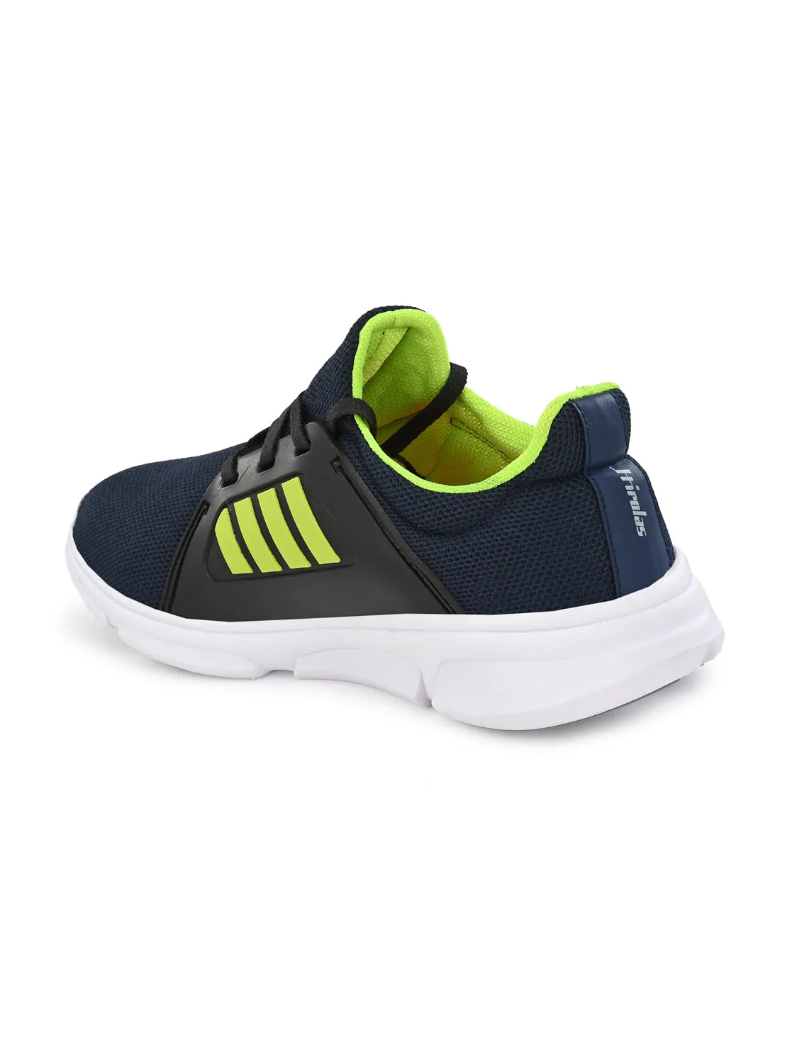 Hirolas® Men's Black/Green Mesh Running/Walking/Gym Lace Up Sport Shoes (HRL2003BUG)
