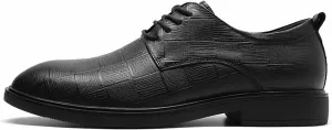 HOOENG Dress Shoes for Men Lace Up Plaid Round Toe Derby Shoes Genuine Leather Block Heel Non Slip Anti-Slip Low Top Slip Resistant Classic (Color : Black, Size : 9)