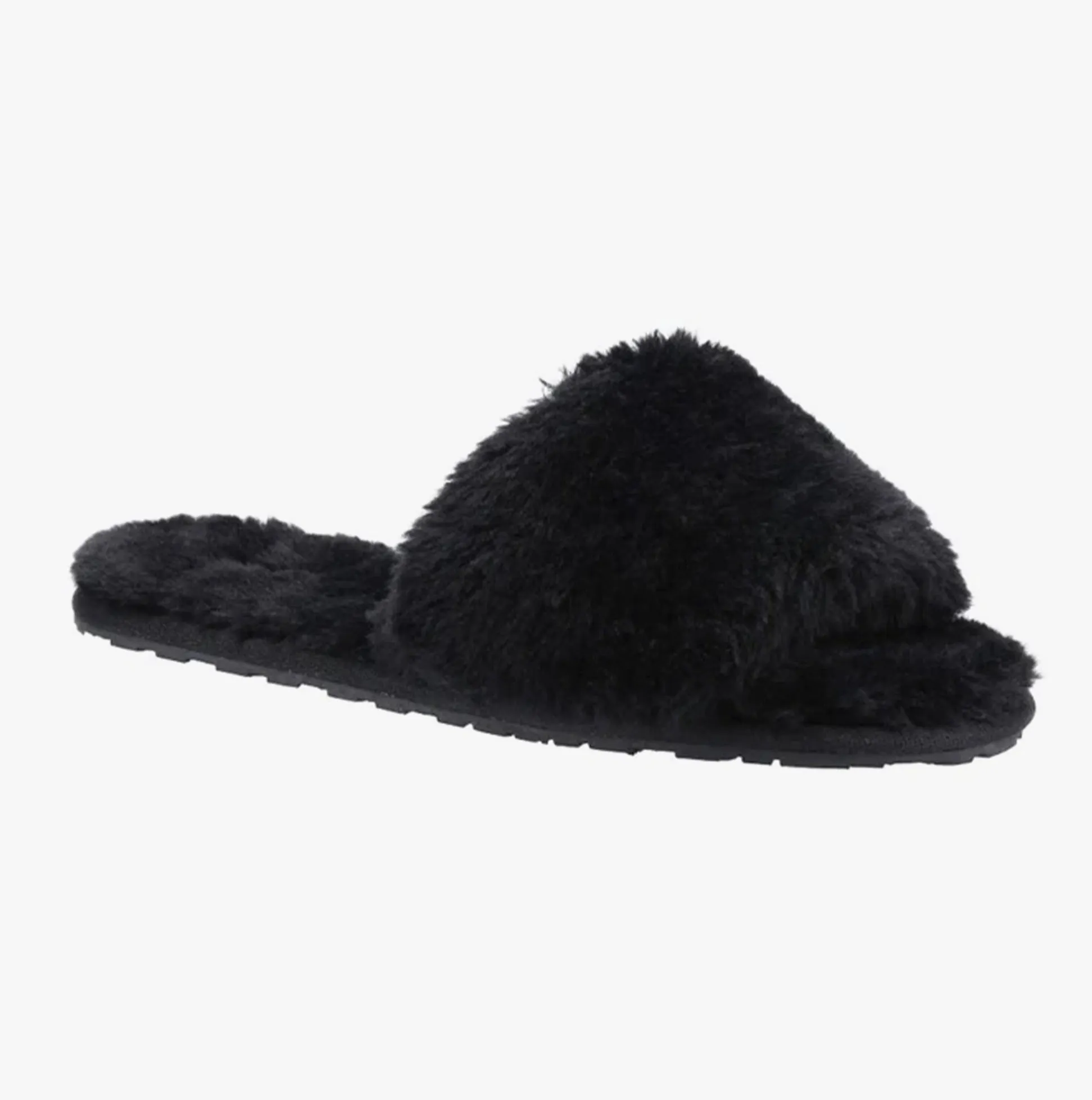 Hush Puppies PRUE Womens Faux Fur Slippers Black
