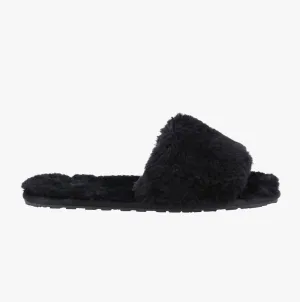 Hush Puppies PRUE Womens Faux Fur Slippers Black
