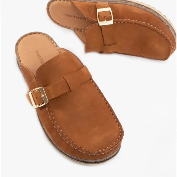 Hush Puppies SORCHA MULE Womens Leather Sandals Tan Nubuck
