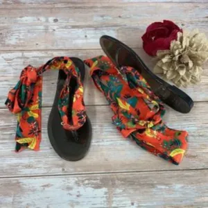 INC Black w/Multi-color Scarf Malana Scarf Flat Sandals 6M