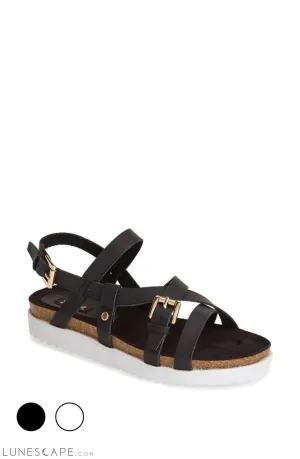 JAXON Strappy Slingback Flatform Buckle Sandle