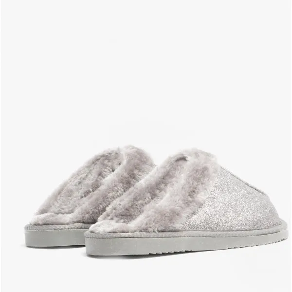 Jo & Joe SPARKLE Womens Mule Slippers Grey