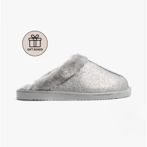 Jo & Joe SPARKLE Womens Mule Slippers Grey
