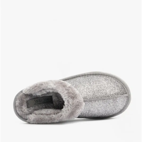 Jo & Joe SPARKLE Womens Mule Slippers Grey