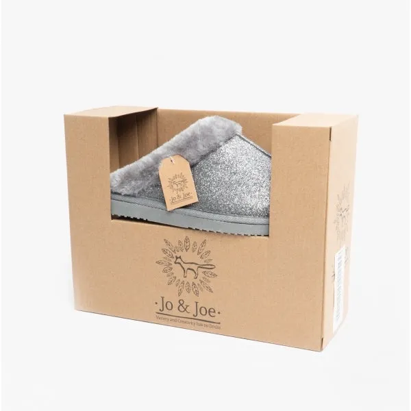 Jo & Joe SPARKLE Womens Mule Slippers Grey